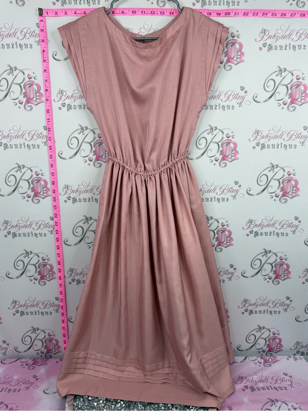 EM ELLE DRESS vintage Sleeveless Dress in Dusty Rose with Gathered Waist